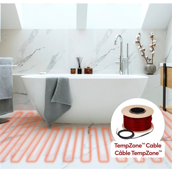 WarmlyYours TempZone 120V 40-ft Floor Heating Cable w/ GripStrips, Sensor and Circuit Check - 3.7 W/ft