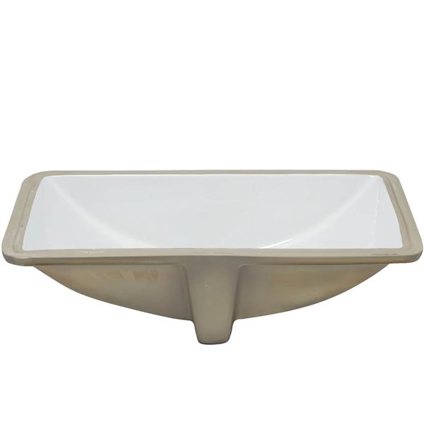 Novatto Rectangular Undermount White Porcelain Sink and Pop-Up Drain w/ Overflow - Chrome