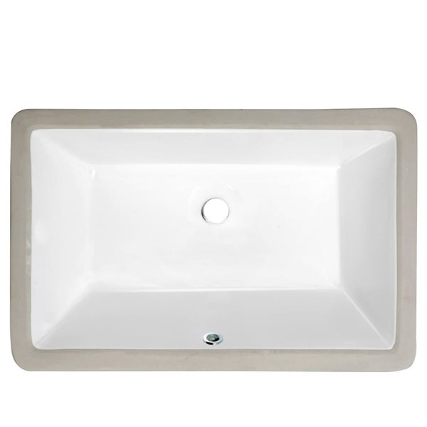 Novatto Rectangular Undermount White Porcelain Sink and Pop-Up Drain w/ Overflow - Chrome