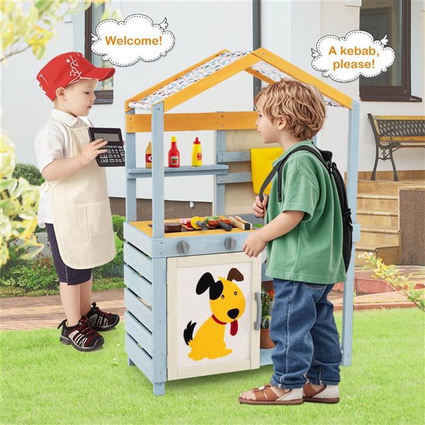 Costway 2-in-1 Wooden Play Kitchen and Grocery Store w/ Sink