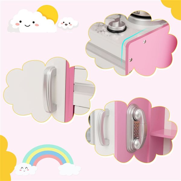 Costway Play Kitchen Playset w/ Adjustable LED Lights and Washing Machine