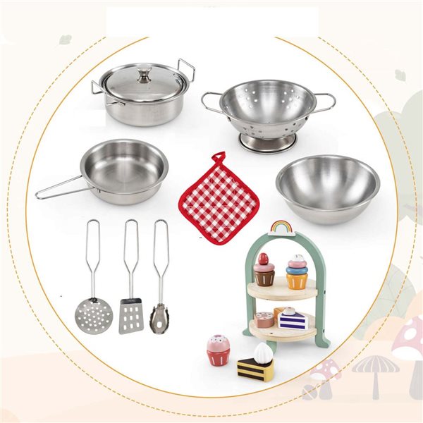 Costway Play Kitchen w/ Picnic Table and Bench + Blackboard