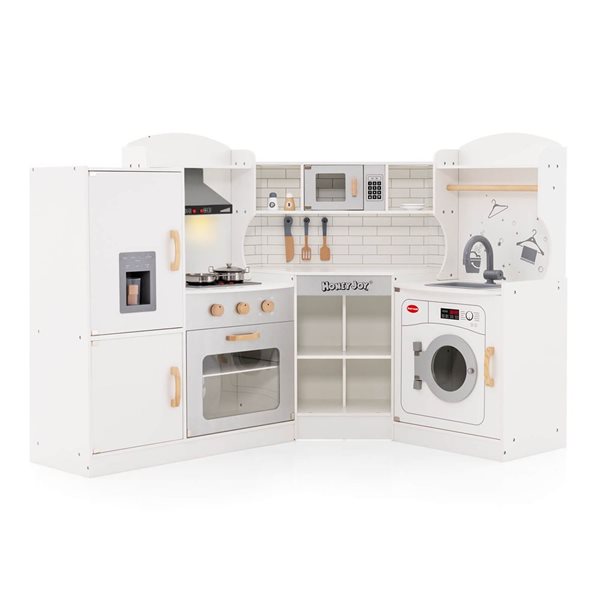 Costway Play Kitchen w/ Range Hood + Ice Maker and Microwave Oven
