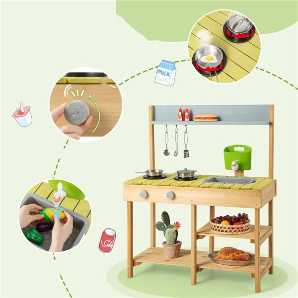 Costway Outdoor Play Kitchen w/ Removable Water Box