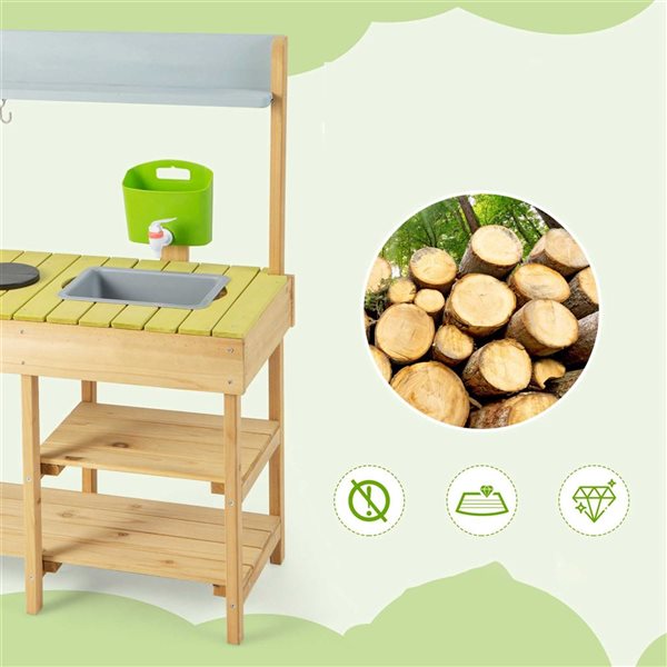 Costway Outdoor Play Kitchen w/ Removable Water Box