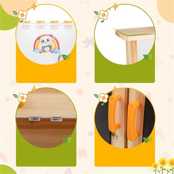 Costway Play Kitchen w/ Planting Pots + Faucet and Removable Sink and Acrylic Panel