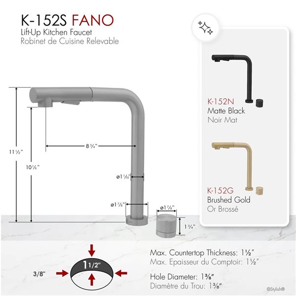 Stylish Single Handle Lift-Up Kitchen Faucet w/ Pull-Down Sprayhead - Brushed Stainless Steel