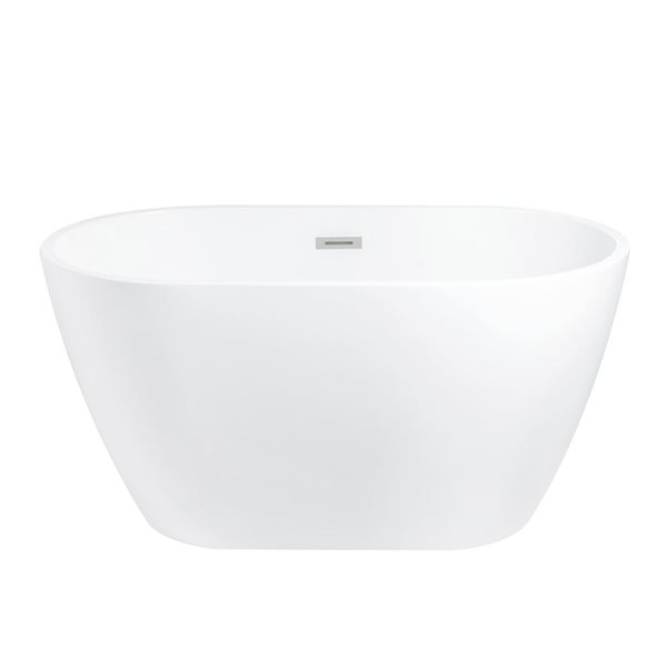 Woodbridge 48 x 26-in White Soaking Acrylic Bathtub with Brushed Nickel Overflow and Drain