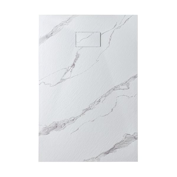 Woodbridge 47.25 x 31.5-in White Alcove Solid Surface Shower Pan Base with Reversible Drain