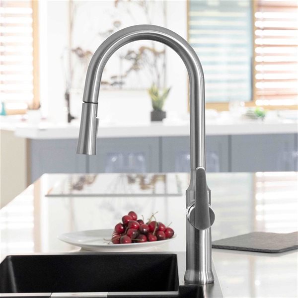 Woodbridge Stainless Steel Single Handle Kitchen Faucet with Chrome Finish Pull Down Sprayer