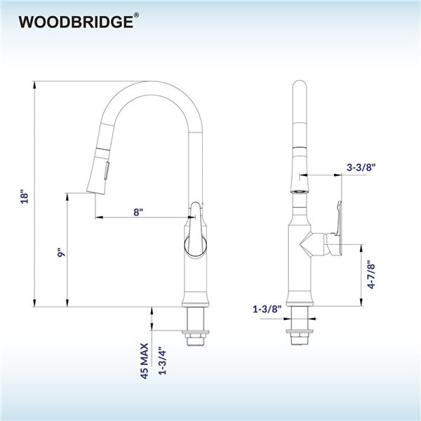 Woodbridge Stainless Steel Single Handle Kitchen Faucet with Chrome Finish Pull Down Sprayer