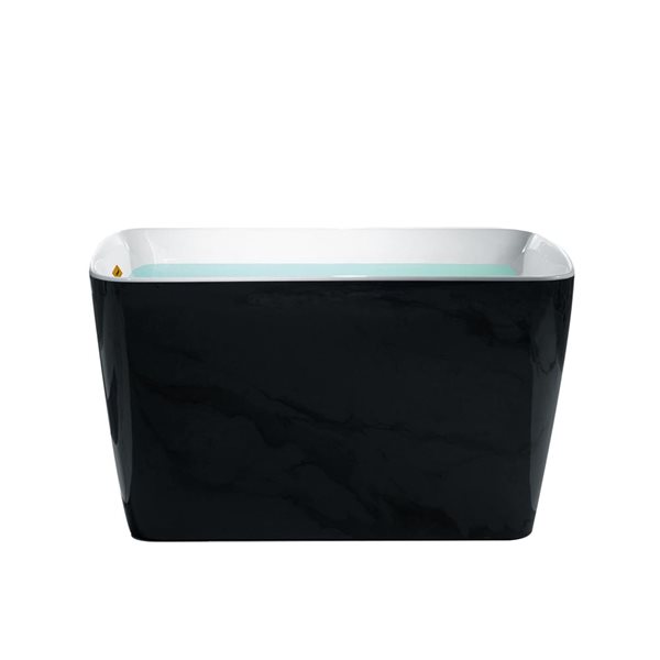 Woodbridge 48 x 27.5-in Black Acrylic Soaking Bathtub with Brushed Gold Reversible Drain