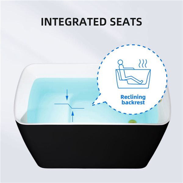 Woodbridge 48 x 27.5-in Black Acrylic Soaking Bathtub with Brushed Gold Reversible Drain