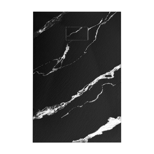 Woodbridge 59 x 31.5-in Black Alcove Solid Surface Shower Pan Base with Reversible Drain