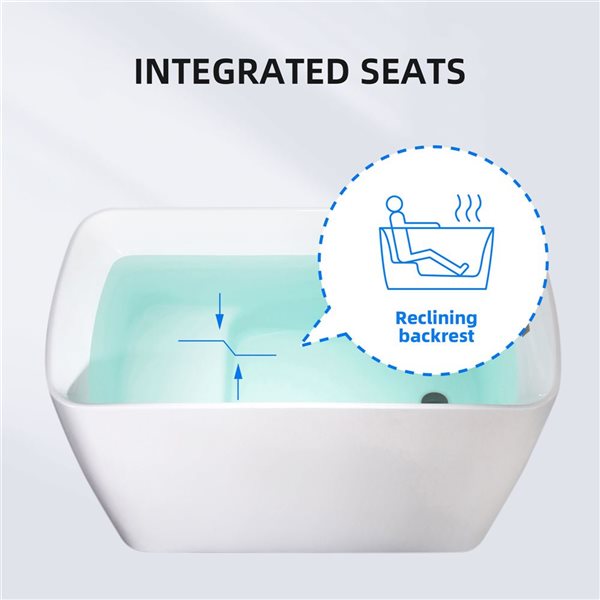 Woodbridge 48 x 27.5-in White Acrylic Soaking Bathtub with Oil Rubbed Bronze Reversible Drain