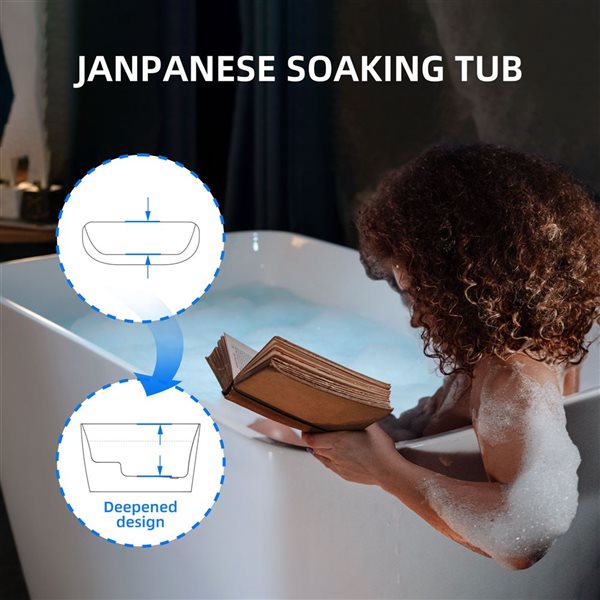 Woodbridge 48 x 27.5-in White Acrylic Soaking Bathtub with Oil Rubbed Bronze Reversible Drain