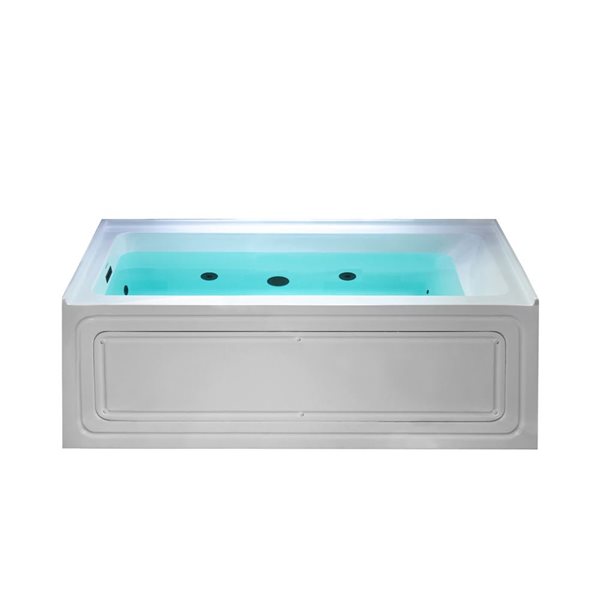 Woodbridge 60 x 30-in White Heated Bathtub with Matte Black Left Drain