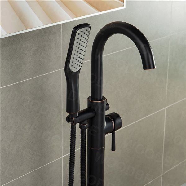 Woodbridge Oil Rubbed Bronze Single-Handle Freestanding Tub Faucet with Square Hand Shower