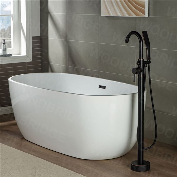 Woodbridge Oil Rubbed Bronze Single-Handle Freestanding Tub Faucet with Square Hand Shower