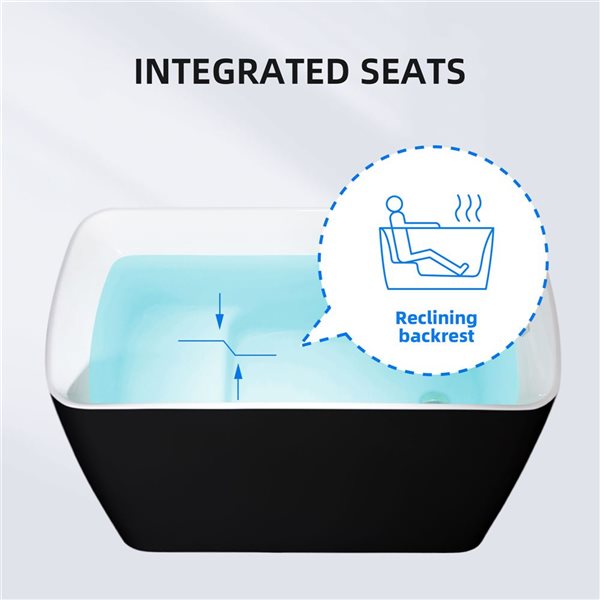 Woodbridge 48 x 27.5-in Black Acrylic Soaking Bathtub with Polished Chrome Reversible Drain