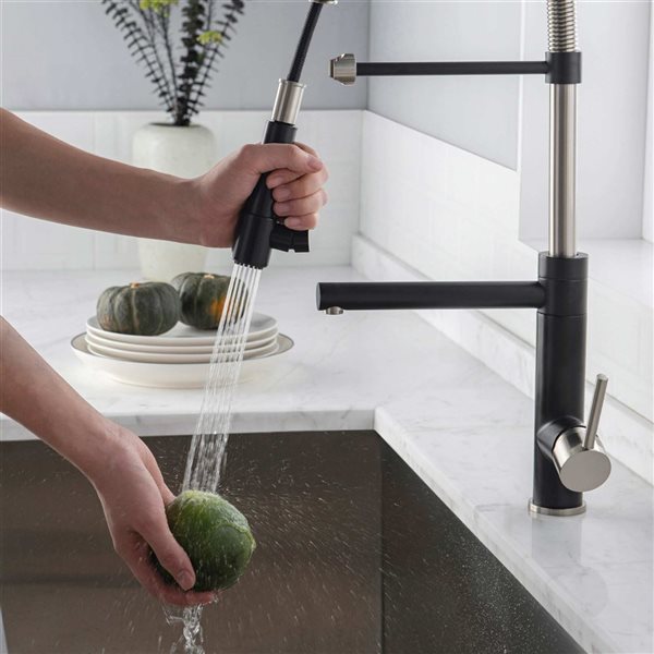 Woodbridge Matte Black Finish Stainless Steel Single Handle Pull Down Kitchen Faucet