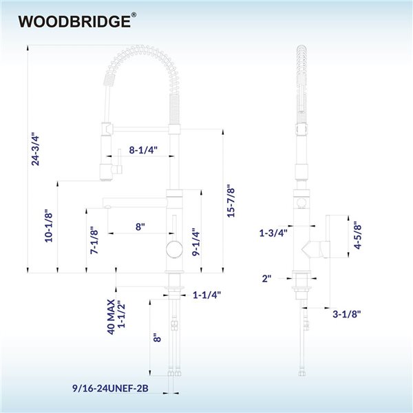 Woodbridge Matte Black Finish Stainless Steel Single Handle Pull Down Kitchen Faucet
