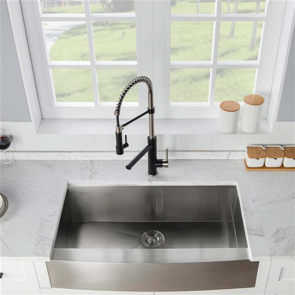 Woodbridge Matte Black Finish Stainless Steel Single Handle Pull Down Kitchen Faucet