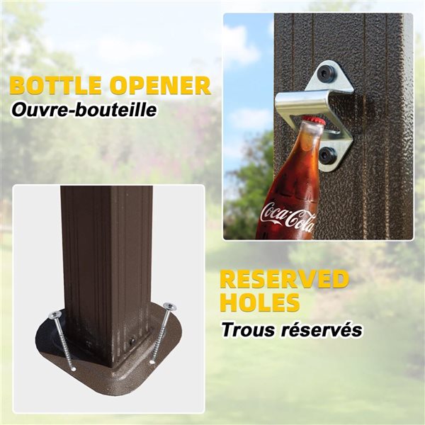 Mondawe 5 x 8-ft BBQ Metal Gazebo w/ Arc Roof and Side Shelves - Brown