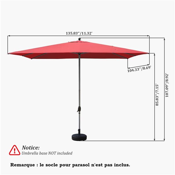 Mondawe 11-ft Patio Umbrella - Red