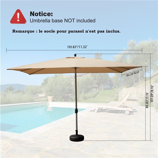 Mondawe 11-ft Patio Umbrella - Tan