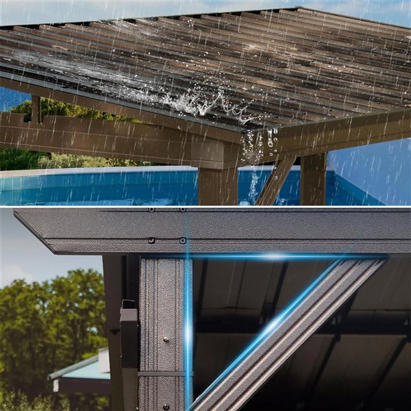 Mondawe 6.5 x 12-ft BBQ Metal Gazebo w/ Side Shelves - Brown