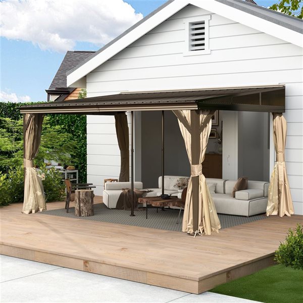 Mondawe 10 x 14-ft Metal Wall Mounted Gazebo - Brown