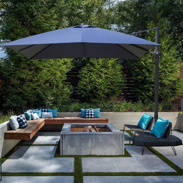 Mondawe 10-ft Square Patio Cantilever Umbrella - Navy Blue
