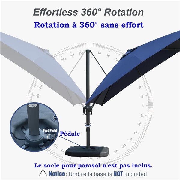 Mondawe 10-ft Square Patio Cantilever Umbrella - Navy Blue