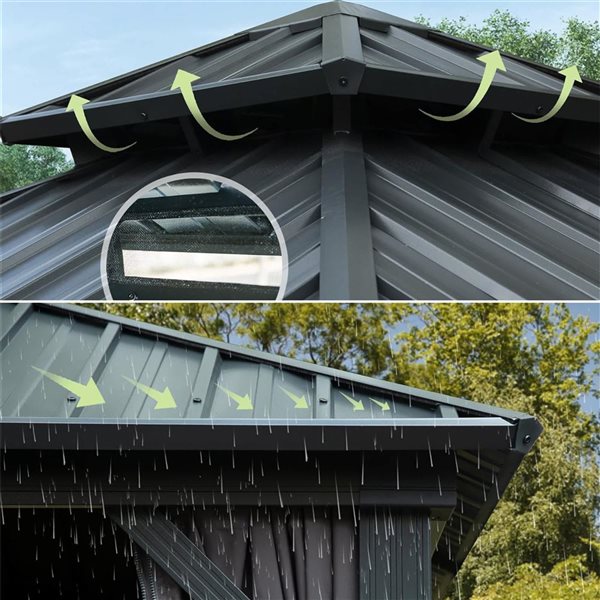 Mondawe 10 x 12-ft Metal Gazebo - Grey
