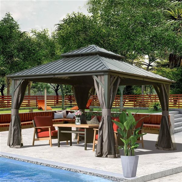 Mondawe 10 x 12-ft Metal Gazebo - Grey