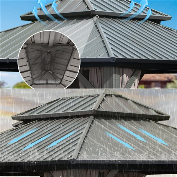 Mondawe 8 x 10-ft Metal Gazebo - Grey