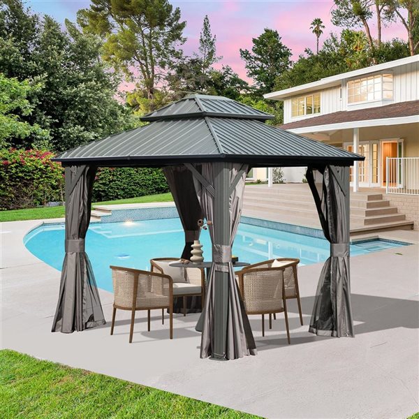 Mondawe 8 x 10-ft Metal Gazebo - Grey