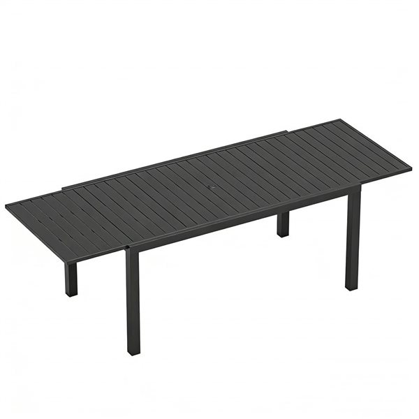 Mondawe Extendable Aluminum Patio Dining Table 97 x 33-in - Black
