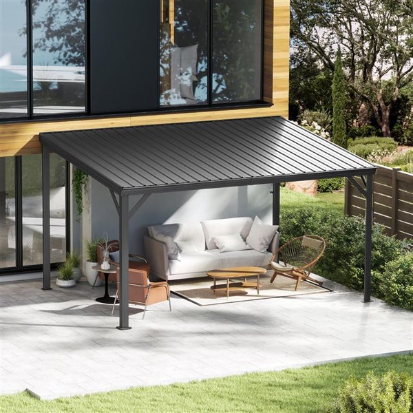 Mondawe 10 x 14-ft Metal Wall Mounted Gazebo - Grey