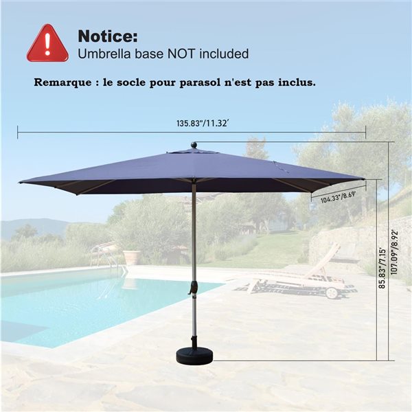 Mondawe 11-ft Patio Umbrella - Navy Blue