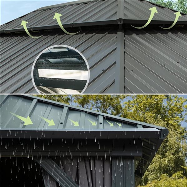 Mondawe 12 x 18-ft Metal Gazebo - Grey