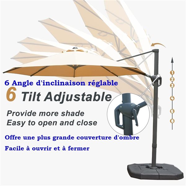 Mondawe 10-ft Octagon Patio Cantilever Umbrella - Tan