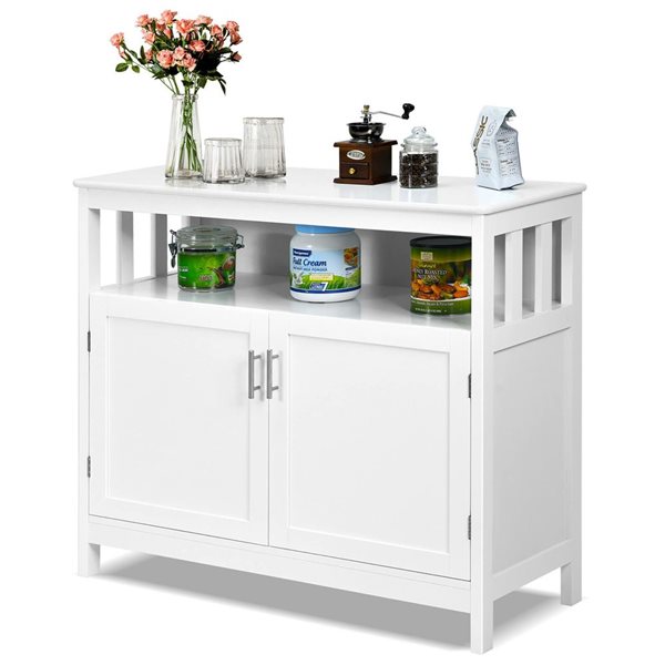 Costway White Kitchen Buffet Server Sideboard Storage Cabinet with 2 Doors and Shelf