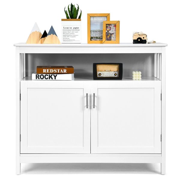 Costway White Kitchen Buffet Server Sideboard Storage Cabinet with 2 Doors and Shelf