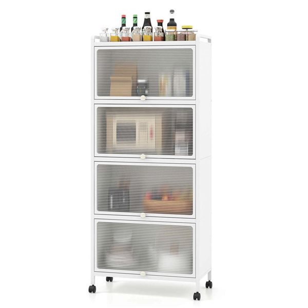 Costway White 5-Tier Kitchen Baker’s Rack Storage Cabinet