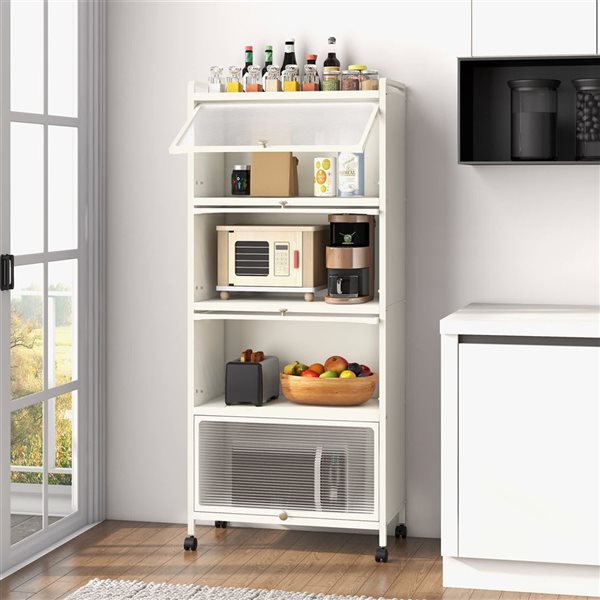 Costway White 5-Tier Kitchen Baker’s Rack Storage Cabinet