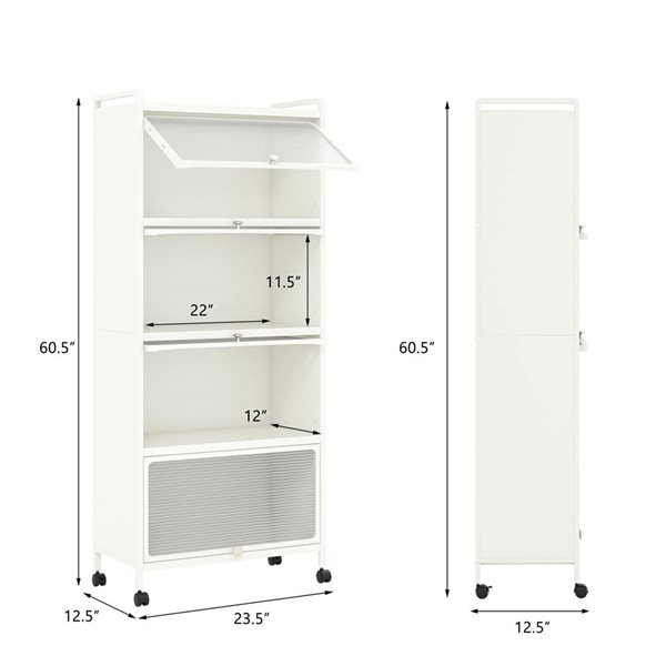 Costway White 5-Tier Kitchen Baker’s Rack Storage Cabinet