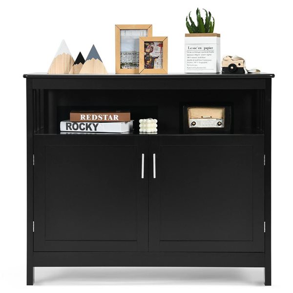 Costway Black Kitchen Buffet Server Sideboard Storage Cabinet with 2 Doors and Shelf