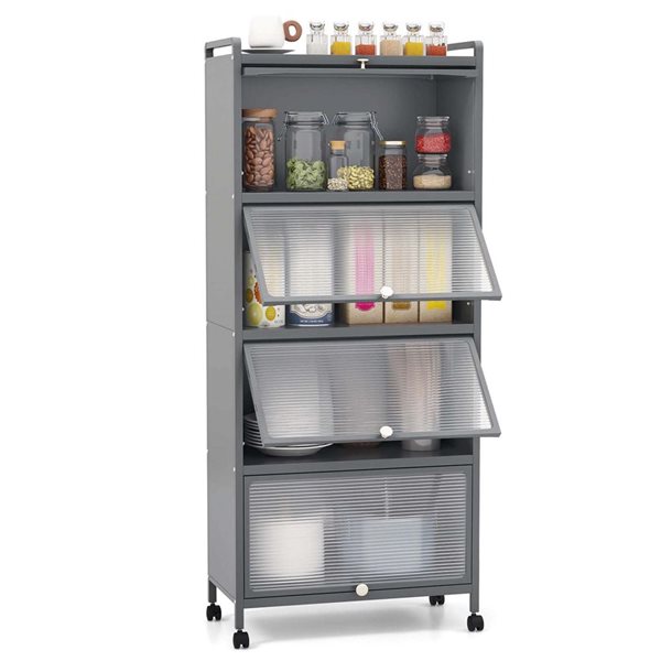 Kitchen Rack Rona Costway Grey 5-Tier Kitchen Baker’s Rack Storage Cabinet HCST02772 | RONA